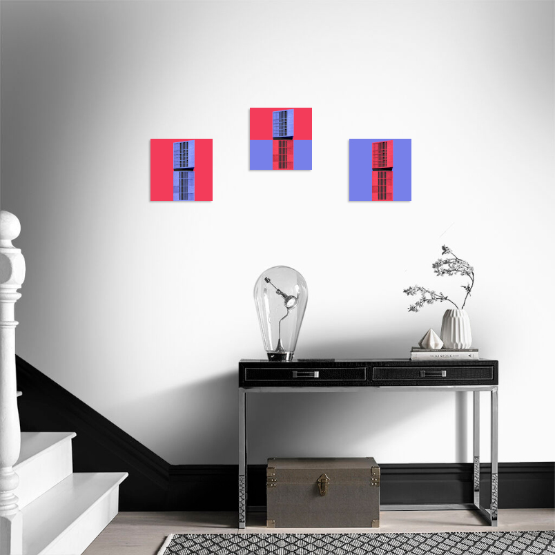 Постер на подрамнике Постер Origami blue red 1 - интерьерный вид 3