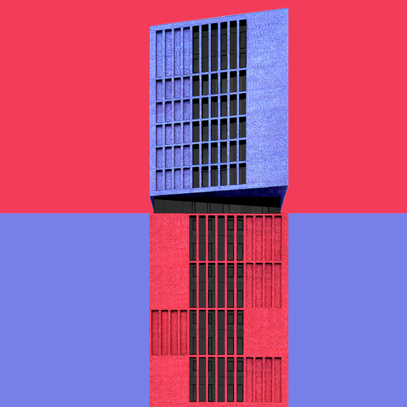 Постер на подрамнике Постер Origami blue red 2 - интерьерный вид 1