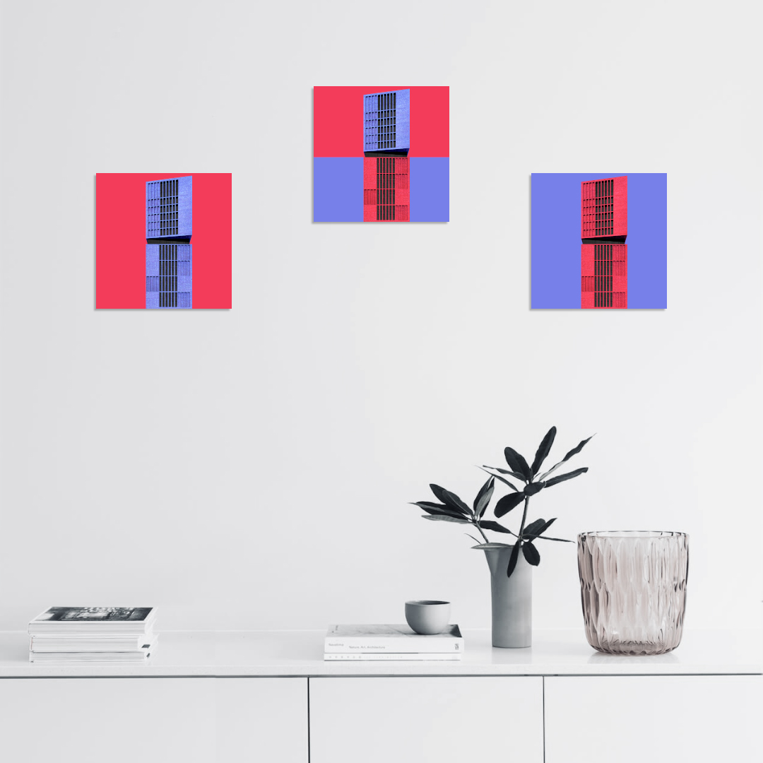 Постер на подрамнике Постер Origami blue red 2 - интерьерный вид 2