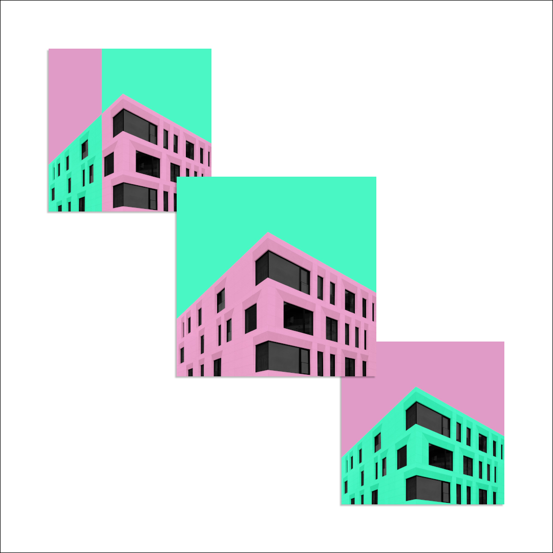 Постер на подрамнике Постер Facets pink green 1 - интерьерный вид 2