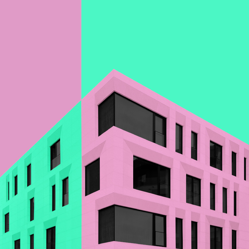 Постер на подрамнике Постер Facets pink green 2 - интерьерный вид 1