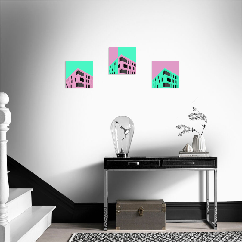 Постер на подрамнике Постер Facets pink green 2 - интерьерный вид 4