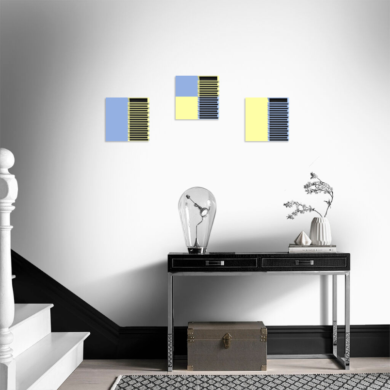 Постер на подрамнике Постер Stripes yellow blue - интерьерный вид 3