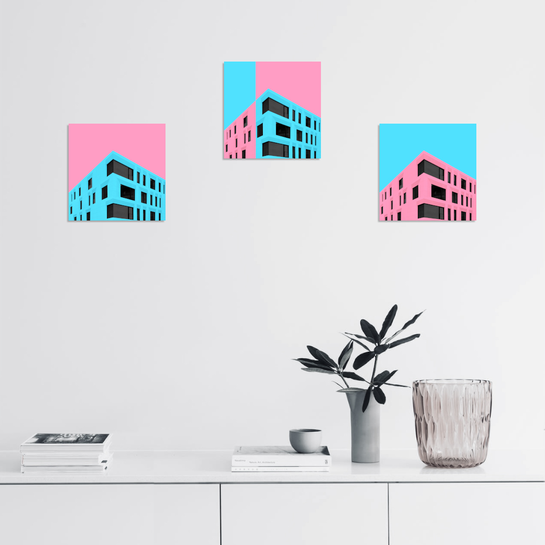 Постер на подрамнике Постер Facets turquoise coral 2 - интерьерный вид 2