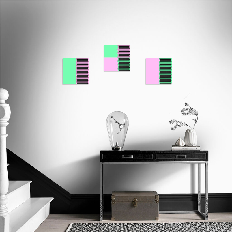 Постер на подрамнике Постер Stripes pink green 3 - интерьерный вид 3