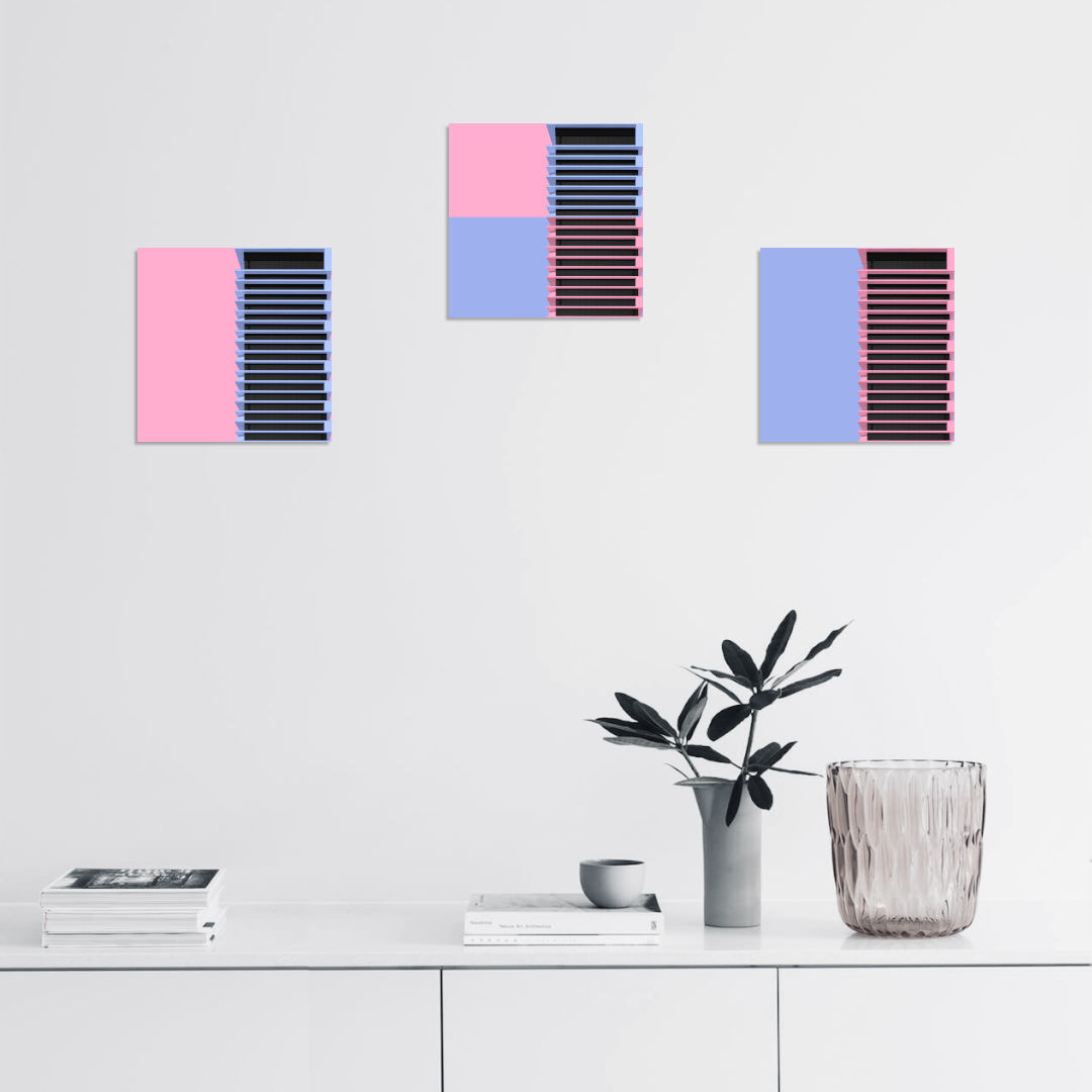 Постер на подрамнике Постер Stripes blue coral 2 - интерьерный вид 3