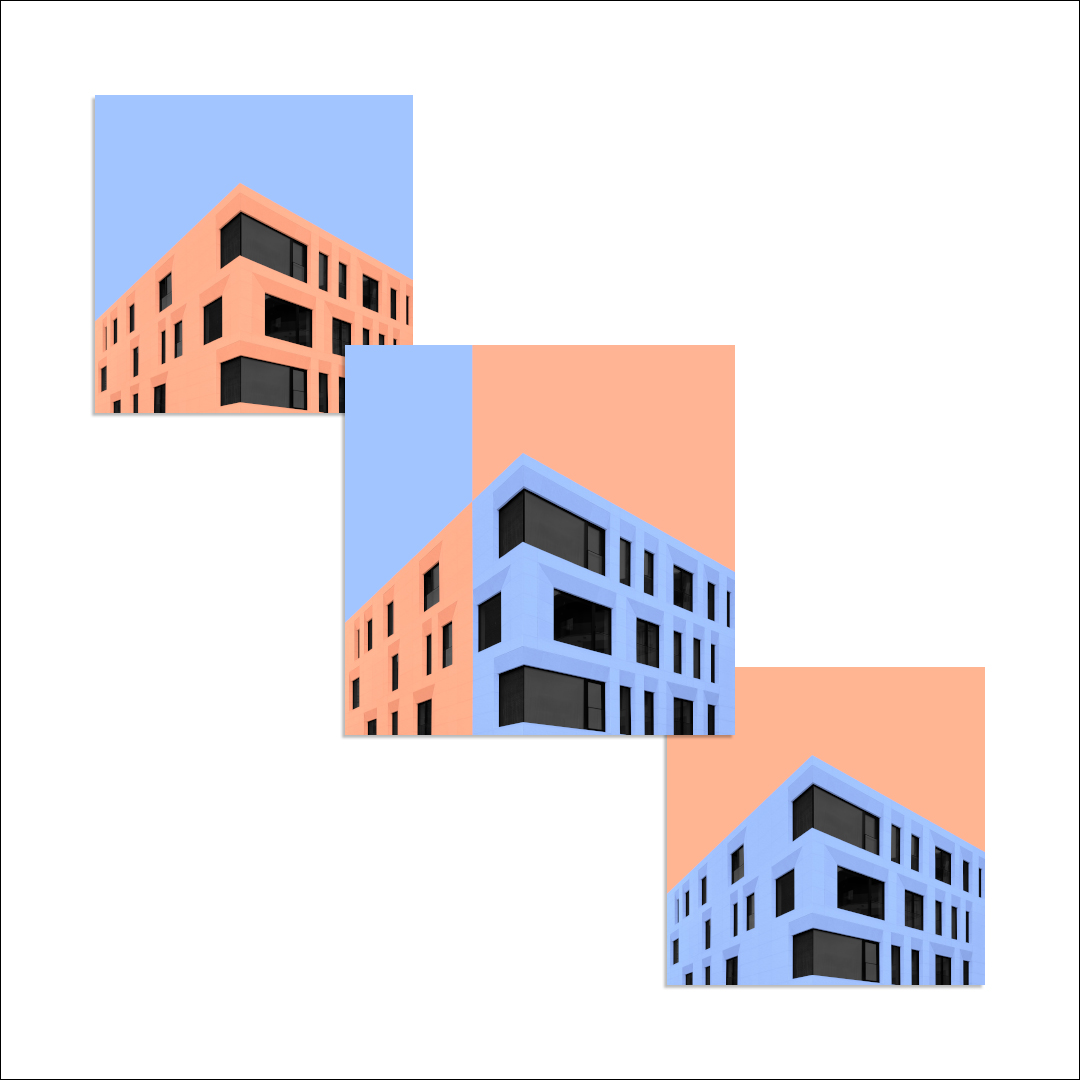 Постер на подрамнике Постер Facets blue orange 2 - интерьерный вид 2