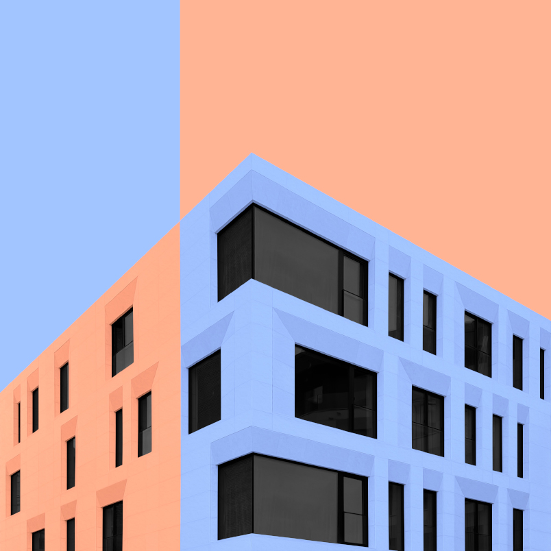 Постер на подрамнике Постер Facets blue orange 2 - интерьерный вид 1