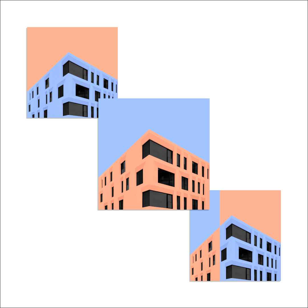 Постер на подрамнике Постер Facets blue orange 1 - интерьерный вид 2