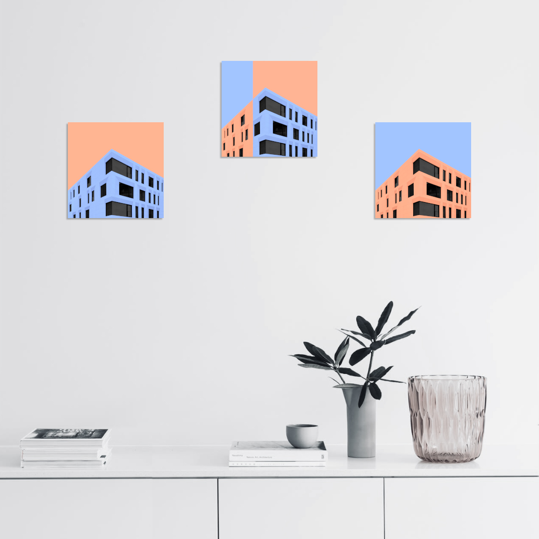 Постер на подрамнике Постер Facets blue orange 1 - интерьерный вид 3