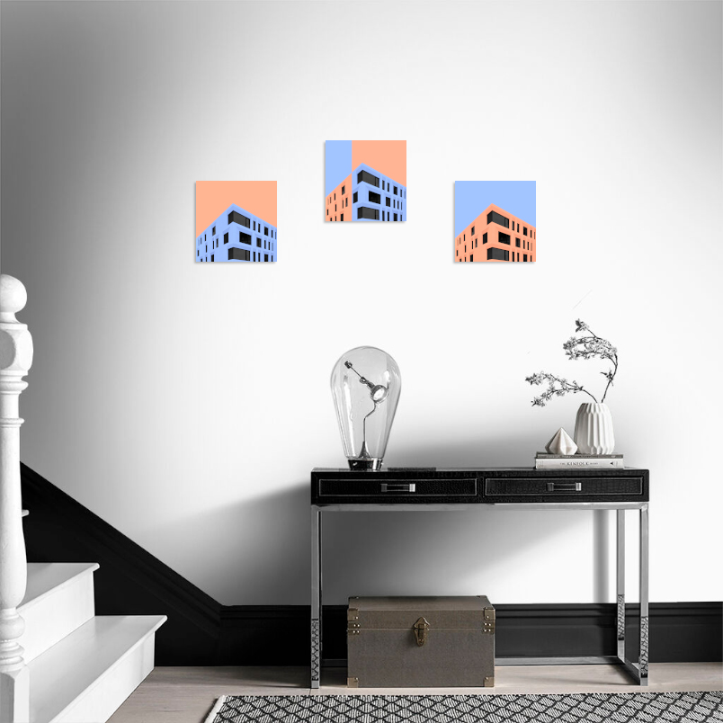 Постер на подрамнике Постер Facets blue orange 1 - интерьерный вид 4