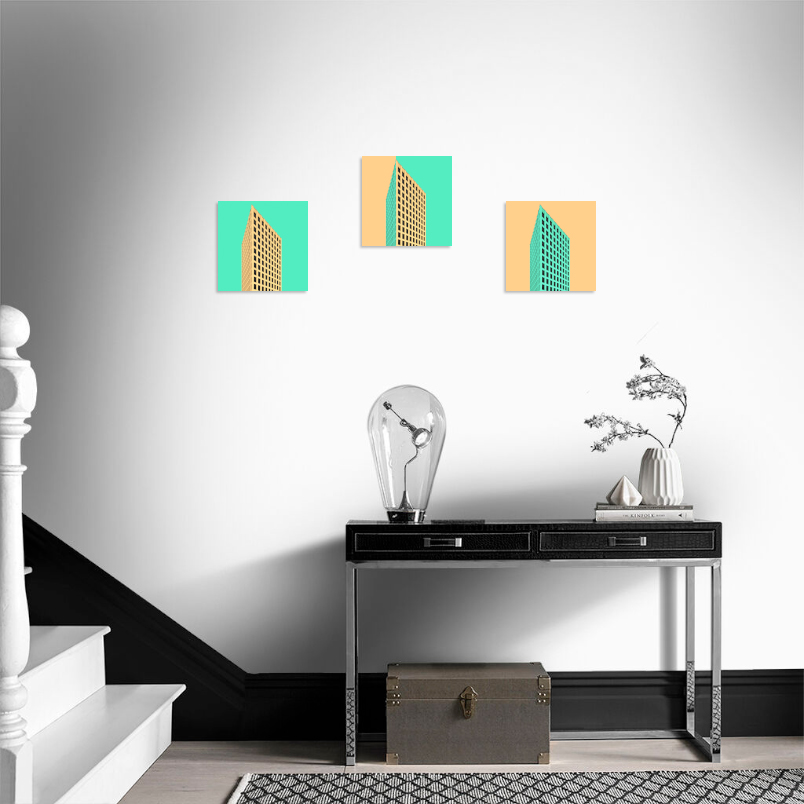 Постер на подрамнике Постер Vector orange mint 1 - интерьерный вид 3